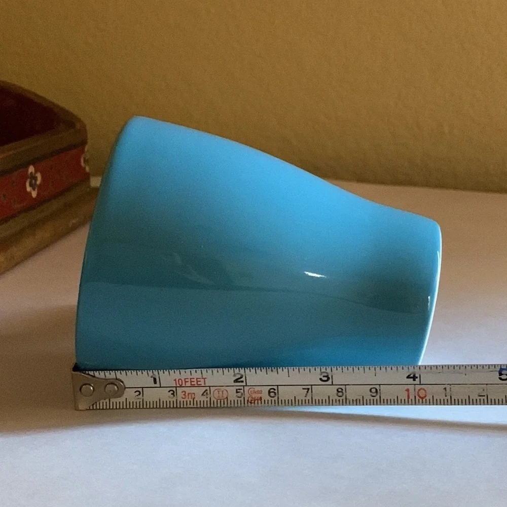 4” blue Ikea coffee cup tea glass mug new